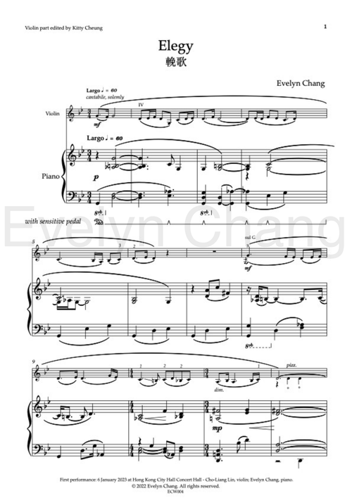 Elegy – Violin and Piano – Score and Part – (PDF)