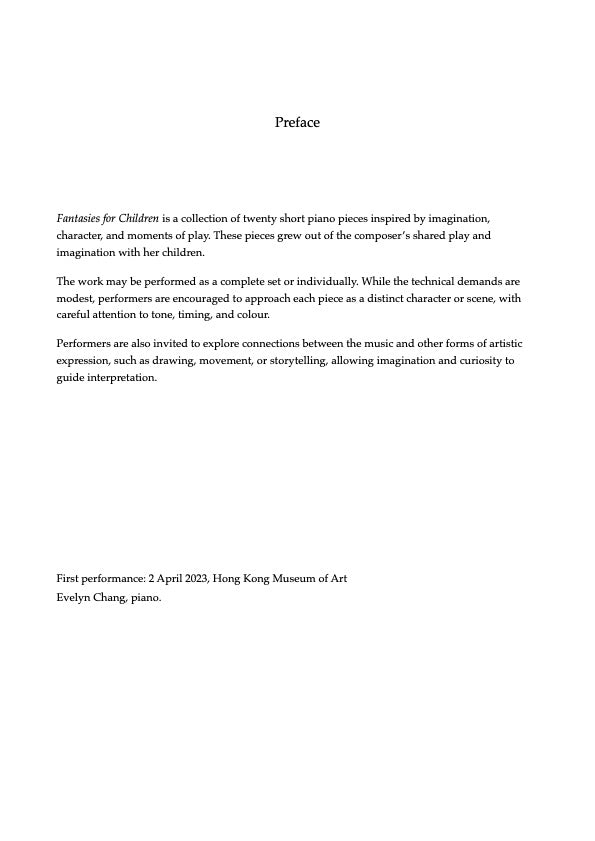 Fantasies for Children - Full Score (PDF)