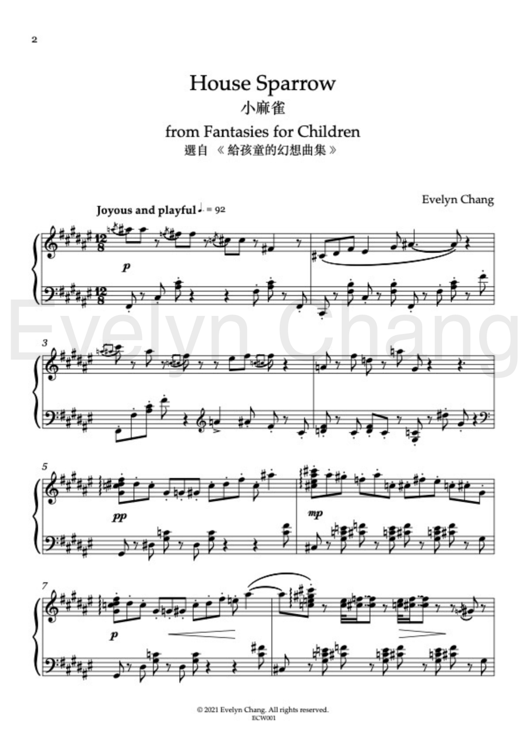 House Sparrow – Fantasies for Children – Score – (PDF)