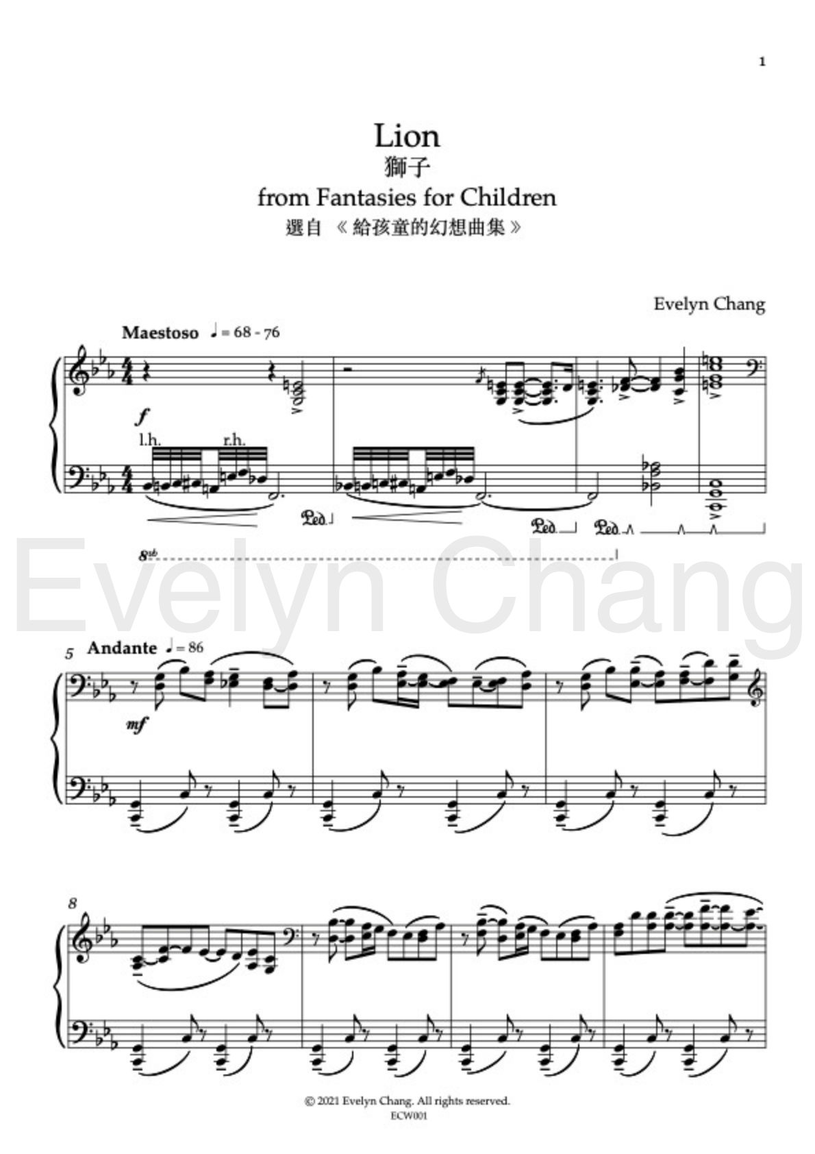 Lion – Fantasies for Children – Score – (PDF)