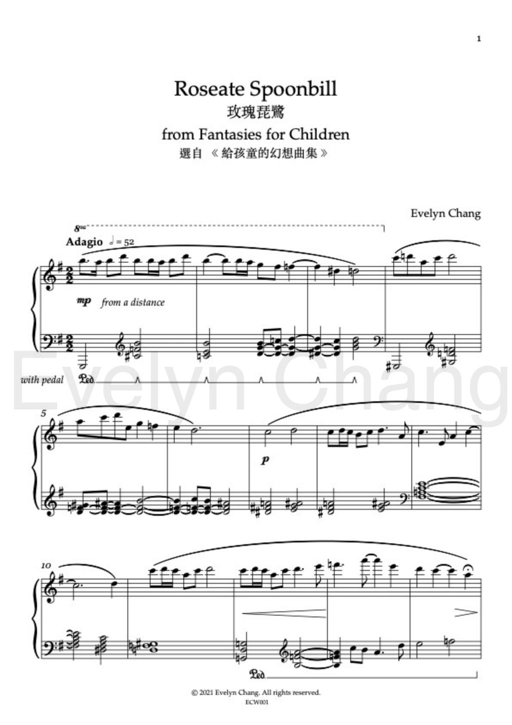 Roseate Spoonbill – Fantasies for Children – Score – (PDF)